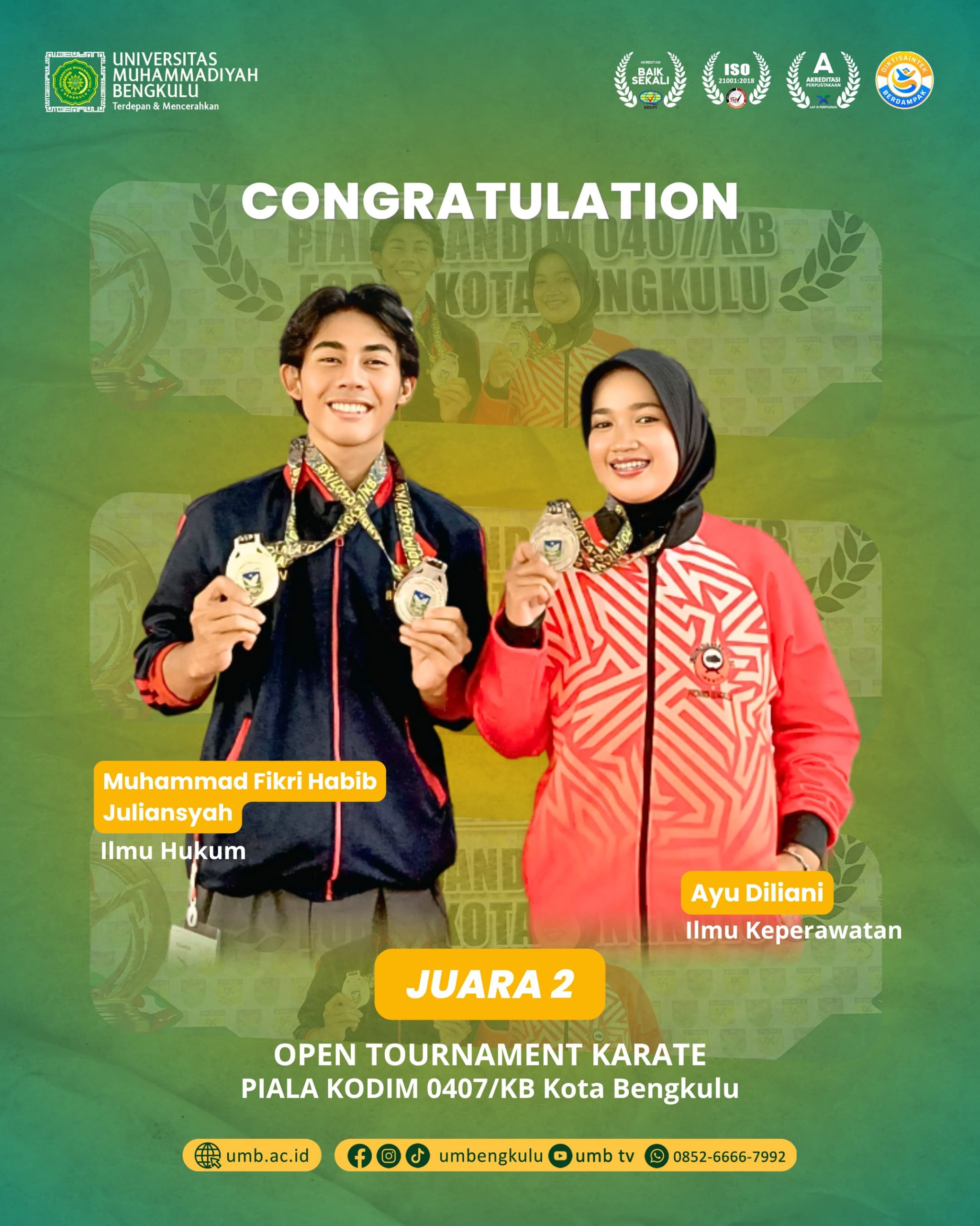 Dua Mahasiswa UM Bengkulu Menangi Open Tournamen Karate