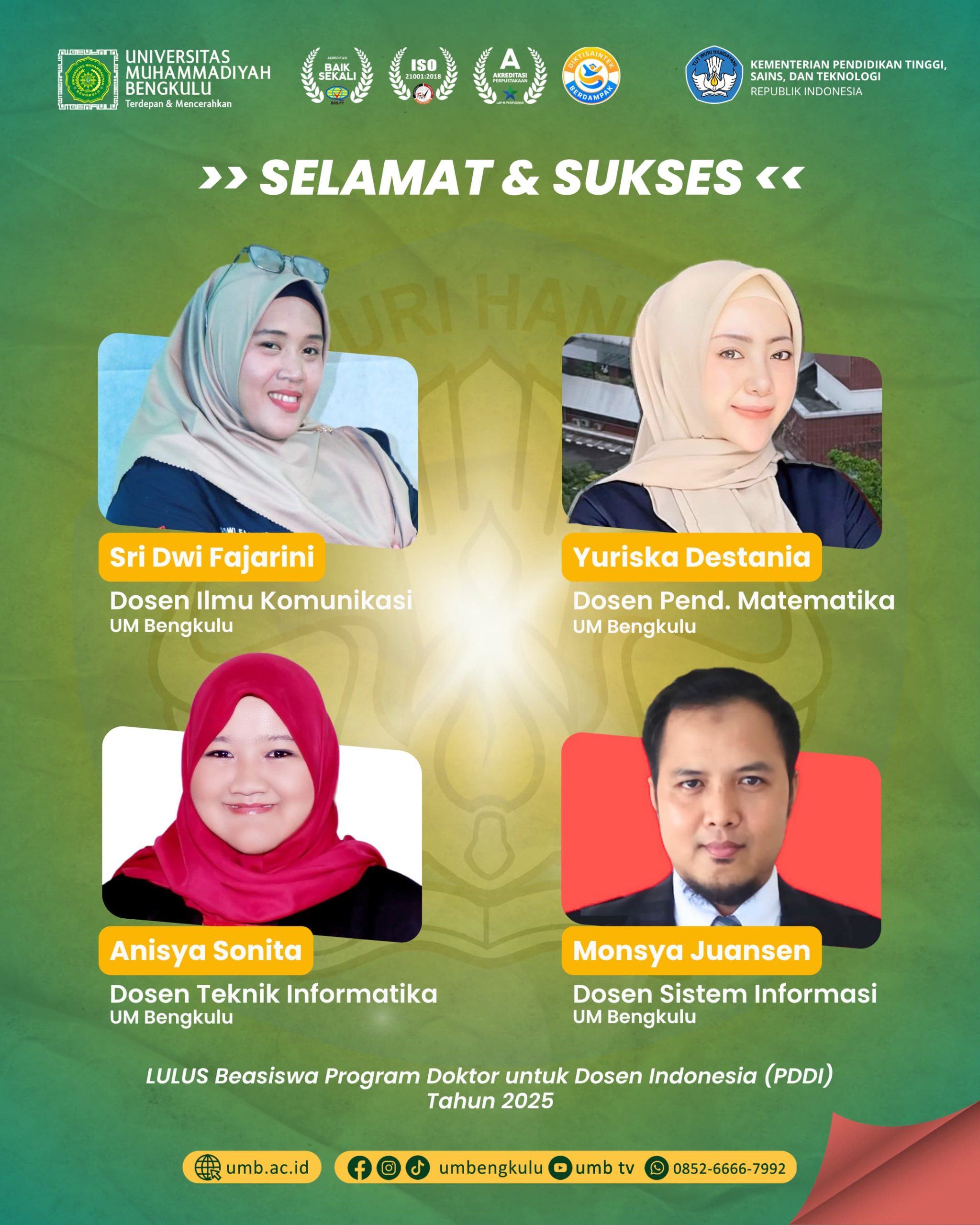 4 Dosen UM Bengkulu Lolos Beasiswa PDDI