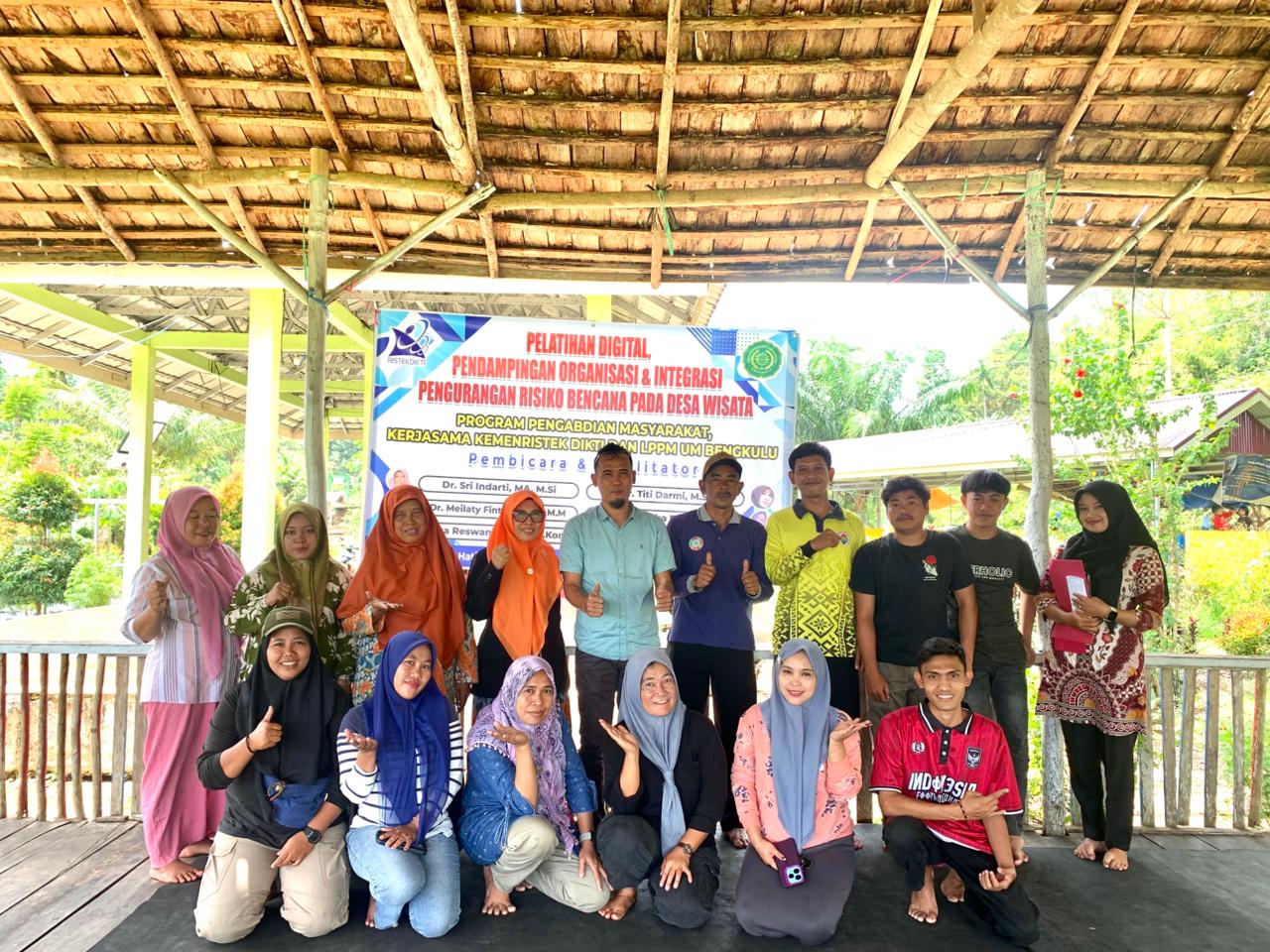 PKM UM Bengkulu bareng Kemendiktisaintek gelar Workshop Pendampingan Penguatan Kelembagaan RKDD Desa Wisata Rawan Bencana Di Desa Rindu Hati