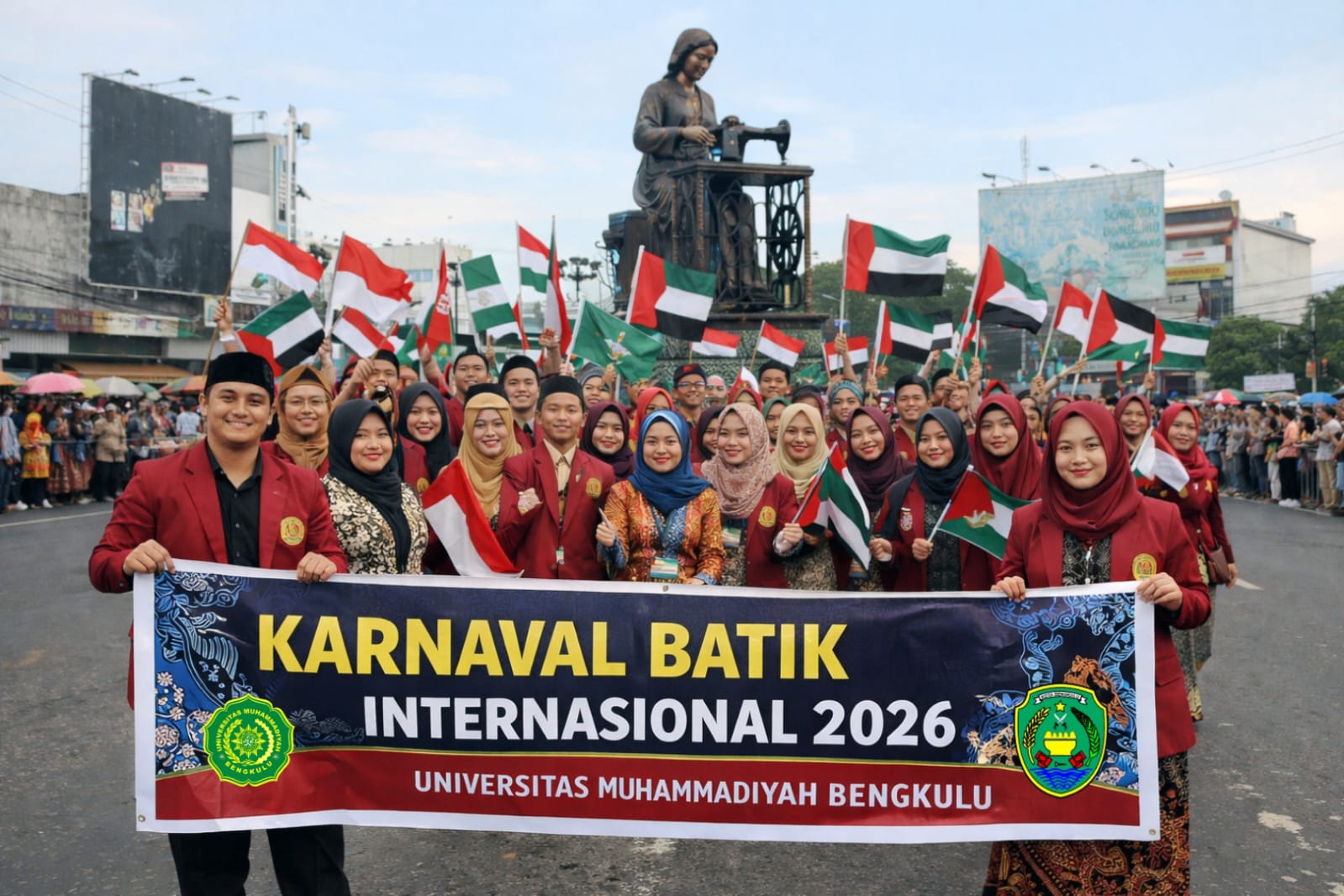 Mahasiswa Internasional UMB Jadi Tamu Istimewa Karnaval Batik Besurek 2026